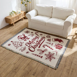 Merry <b>Christmas</b> <b>Throw</b> Blanket Rectangular Polyester Acrylic Jacquard Anti-Pilling Home Decor Winter Use - Product Image 2