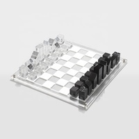 JERY personnalisé Lucite Chess Checkers Set personnalisé marque cristal jeux de société présentoir présentoir de qualité supérieure pour bureau à domicile