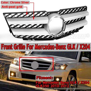 กระจังหน้ารถยนต์คุณภาพสูงสำหรับ Mercedes Benz GLK / X204 GLK350 ปี 2010 2011 2012 กระจังแบบเรซซิ่ง สีโครเมียมเงิน - Product Image 1