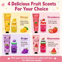 Ensemble 2-en-1 Crème Mains et Gloss Lèvres Parfumé aux Fruits – Nourrit et Répare les Mains pour Prévenir les Gerçures – Vente en Gros