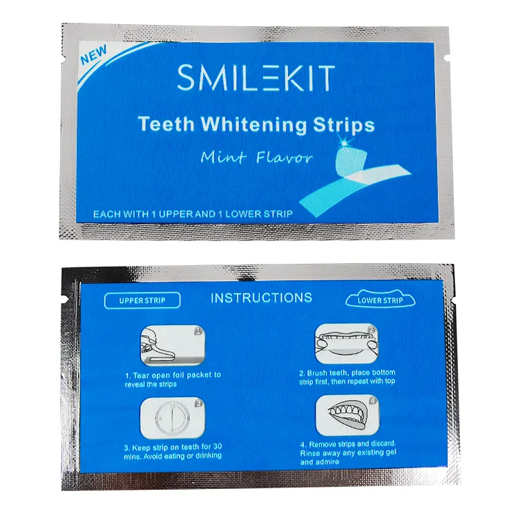 Smilekit Mondhygiëne Non Peroxide Fruit Smaak Tandheelkundige Bleken Tooth Strip Whitening Tanden Thuis Bleken Strips