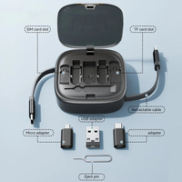 Organisateur de câbles intégré carré avec adaptateur – Kit de voyage prêt à l'emploi pour adaptateurs de câbles, idéal pour le bureau et les cadeaux