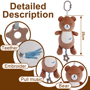 Vente en gros d'usine de hochets pour lits de nouveau-nés, pendentifs ours de dessin animé et jouets en peluche pour aider les bébés à relever <span class=keywords><strong>la</strong></span> tête - Product Image 2