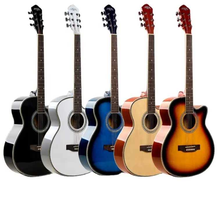 सस्ते फैक्टरी मूल्य 40 इंच 6 स्ट्रिंग प्रकार का वृक्ष शीर्ष ध्वनिक गिटार शुरुआती के लिए