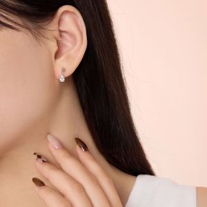 Dylam Stunning Rhodium 18K <b>Gold</b> Plated 925 Silver Pear Shape 5A Zirconia Simulated Diamond Bead <b>Dangle</b> Pendant Stud <b>Earrings</b> - Product Image 6