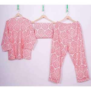 Ensemble pyjama 2 pièces en satin pour femme, motif ethnique imprimé à la main, taille élastique, col montant, manches longues, respirant, design simple, collection automne - Product Image 4