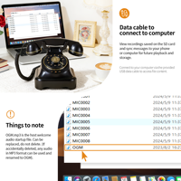 Téléphone vintage antique en ABS, livre d'or audio pour événements de mariage, enregistreur de messages vocaux HD 16 Go, vente en gros
