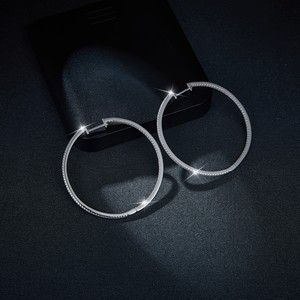 Ingrosso gioielli Moissanite 50mm grande Huggie VVS1 D colore Moissanite <span class=keywords><strong>orecchini</strong></span> a cerchio con GRA 925 gioielli in <span class=keywords><strong>argento</strong></span> per le donne - Product Image 2