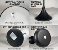 Lámpara de Mesa LED Recargable de Diseño Simple, Portátil, Táctil, Inalámbrica, con Regulación Continua, de Aluminio, de Lujo, para Restaurante