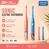 Brosse à dents électrique sonique intelligente pour enfants, avec LED, poils doux, blanchiment des dents, étanche IPX7, charge sans fil, 3 modes