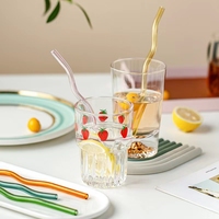 Großhandel Hochwertiger Borosilikat-Glasstrohhalm mit Wellenmuster für Getränke, Milch, Cocktails und Restaurantgebrauch