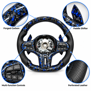 Volante Calefactable de Fibra de Carbono para BMW con Palancas de Cambio Magnéticas 330i G20 M340i 330e Pre Lci 370mm Serie 3 320d F30 540i G20 - Product Image 3