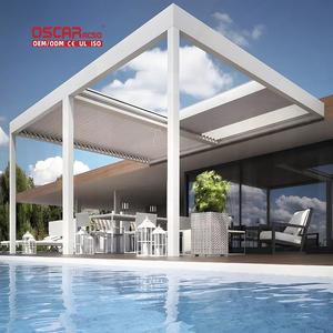 Techo de pérgola retráctil motorizada <span class=keywords><strong>para</strong></span> jardín, patio, balcón, toldo impermeable <span class=keywords><strong>para</strong></span> exteriores con luz LED, madera tratada a presión - Product Image 2