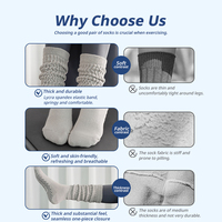 Chaussettes de Pilates personnalisées en tissu rose avec grip, épaisses, pour l'hiver, avec logo tissé, antidérapantes, chaussettes de yoga personnalisées pour femmes