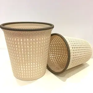 Beautiful Indoor Rattan Plastic Trash Can For Sales