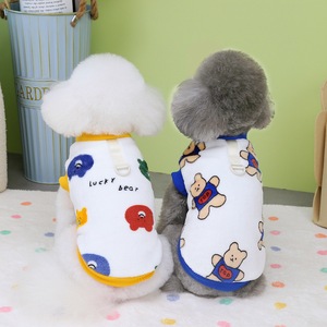 เสื้อกั๊กสุนัขลายสัตว์น่ารัก ผ้าฟลีซเนื้อนุ่ม อุ่นสบาย มีรูสำหรับคล้องสายจูง เสื้อผ้าสุนัขแบบไม่มีแขน สำหรับฤดูใบไม้ร่วงและฤดูหนาว - Product Image 1