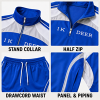Ensemble de survêtement IKDEER personnalisé à blocs de couleur, haut à col montant et demi-zip avec short à cordon de serrage pour le sport, la rue et le quotidien
