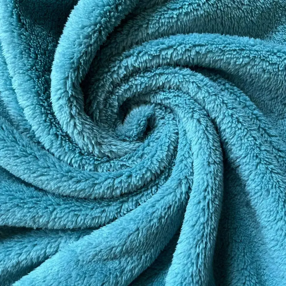 Tecido de lã de algodão dupla face, confortável 100% poliéster para cobertor