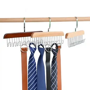 Kainice Platzsparende Holz schal Halskette Organizer Holz gürtel Kleiderbügel Krawatten Organizer Holz rotierende Krawatte Kleiderbügel