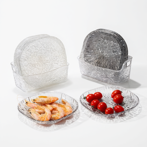 Reusable <b>Plastic</b> Bone Plate Glitter Pattern Spit Bite Dish Fruit Snack <b>Tray</b> Dining Tableware - Product Image 1