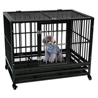 Cage à chien pliable robuste, cage pliable en métal solide, 4 roues avec plateau
