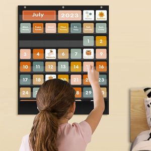 Calendario de pared plegable y funcional de tela resistente con tabla de clima mensual para niños, para uso escolar y de oficina, de fábrica. - Product Image 1