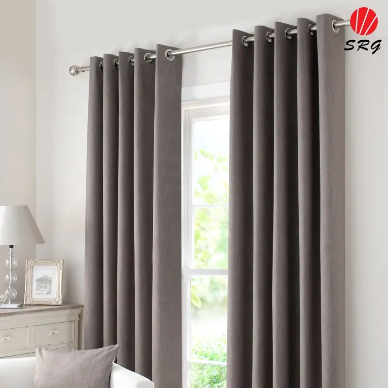 Amazon hot sale curtain solid color high shading thermal insulated blackout polyester curtain for living room