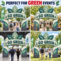Arche gonflable verte personnalisée avec motif de feuilles pour festival écologique, événement de durabilité, promotion de marque en extérieur, vente en gros