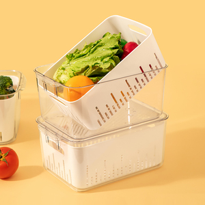 Transparent Plastic Fridge Organizer Kitchen Vegetable Storage Box Stackable Refrigerator Freezer Plastic Bin Storage