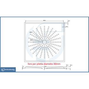 Piatto Doccia a Livello del Pavimento 90x90cm in Resina di Vetro, Attrezzatura di Sicurezza per il Bagno - Product Image 2