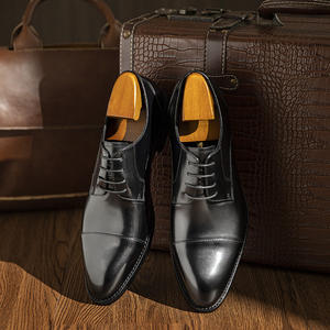 Chaussures d'affaires en cuir pour hommes avec lacets, chaussures décontractées de bureau formelles, chaussures plates, chaussures habillées Oxford, chaussures de mariage à bout pointu - Product Image 3