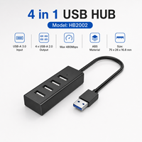 Adaptador Divisor Multipuerto USB 3.0 a USB 2.0 de 4 Puertos con Carcasa de ABS, Convertidor de Datos Portátil para PC, Laptop, Teclado y Ratón
