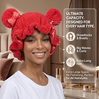 SOLPOP Bonnet en peluche à oreilles de chat rouges, doublure en satin, bonnet de nuit en sherpa pour femme, cadeau pour l'hiver et les soins capillaires