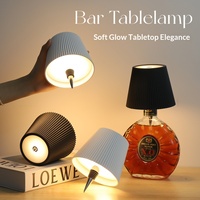 Lampe de table moderne DIY classique de luxe à LED rayée, à piles, avec contrôle tactile, 3 couleurs, gradation, pour restaurant, bar