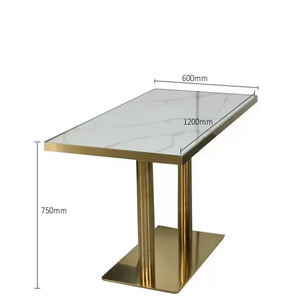 Modern <b>4</b>-Person Restaurant Booth Sofa <b>Dining</b> <b>Table</b> <b>Set</b> Marble Look Top Upholstered Banquette Seating Gold Metal Legs Home - Product Image 3