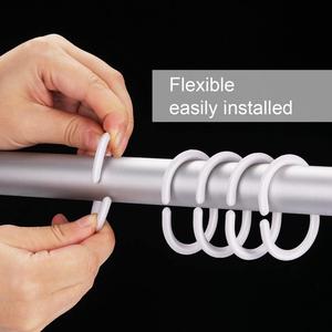 Plástico ABS PP PS Cortina <span class=keywords><strong>de</strong></span> ducha anillos ganchos para <span class=keywords><strong>baño</strong></span> ducha ventana varilla (12 paquetes, blanco) - Product Image 3