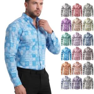 <strong>YT</strong> Jiana Cross-Border Four-Way Stretch Floral Digital-Print Long-Sleeve Lapel Mens Dress Shirt Anti-static Quick-Drying - Product Image 1