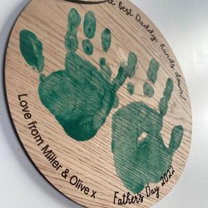 POD Customized Father's Day Gift Hand Print Commemorative <b>Wooden</b> <b>Sign</b> One-Piece Custom - Product Image 2
