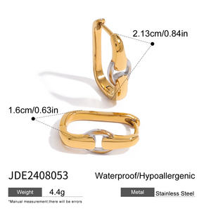 J & D anting-anting baja tahan karat wanita, perhiasan Fashion minimalis baja tahan karat pelat emas 18k - Product Image 4