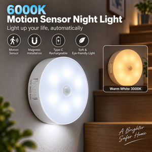 Lampe de nuit LED sans fil rechargeable avec détecteur de mouvement pour placard, magnétique Type-C, 3 températures de couleur - Product Image 1