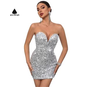 Robe <span class=keywords><strong>de</strong></span> soirée personnalisée à paillettes Vestido <span class=keywords><strong>De</strong></span> Mujer Verano Robe <span class=keywords><strong>de</strong></span> soirée élégante pour <span class=keywords><strong>femme</strong></span> Club <span class=keywords><strong>de</strong></span> nuit Luxe Sexy Mini robe moulante - Product Image 1