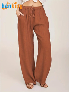 Ehanking da <span class=keywords><strong>donna</strong></span> <span class=keywords><strong>pantaloni</strong></span> larghi con coulisse in cotone e <span class=keywords><strong>lino</strong></span> <span class=keywords><strong>pantaloni</strong></span> larghi da <span class=keywords><strong>donna</strong></span> <span class=keywords><strong>pantaloni</strong></span> Casual larghi elasticizzati <span class=keywords><strong>pantaloni</strong></span> dritti con lacci - Product Image 3