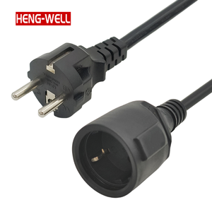 HENG-WELL CEE7/7 Plug European Waterproof <strong>Power</strong> Extension <strong>Cord</strong> <strong>Schuko</strong> Plug <strong>With</strong> Rubber Cable Leads Europe CE Approval - Product Image 3