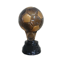 ELOR Vente en gros Trophée en résine bronze antique Sculpture Motif Football Football Prix avec base noire pour Noël Halloween Cadeaux