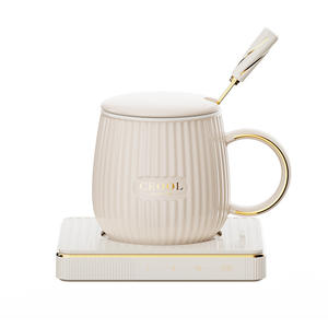 Chauffe-tasse en céramique Ceool, contrôle de température 45 55 65°C, commande tactile, design minimaliste pour café, thé, lait - Product Image 2