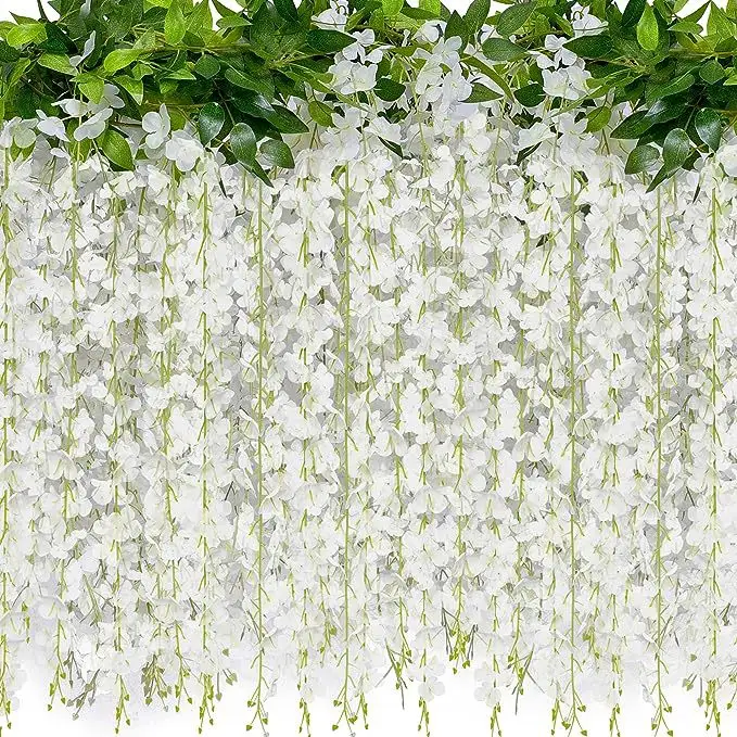 Vente en Gros Branches Glycine Fleurs Artificielles Suspendues Décor Guirlande Arc Fête Jardin Pour Décoration Mariage Artificielle