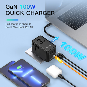 HL-A06-PD100W GAN <span class=keywords><strong>Universal</strong></span>-Reiseadapter Reisestecker mit Typ-C Einziehbarem Kabel Mit US UK EU AUS Steckeradapter - Product Image 4