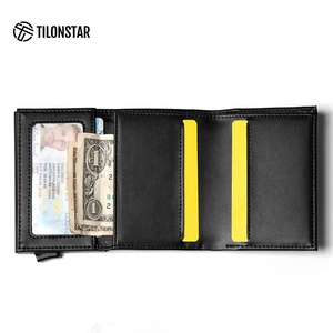 TILONSTAR TG203 Travel Accessories Gifts Men's Business Aluminum Leather Pop up ID Cards RFID Wallet Slim Credit Card Holder - Product Image 4