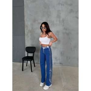 Pantalones de Satén de Pierna Ancha GABARDN, Cintura Alta, Azules, Transpirables, para Mujer - Product Image 5