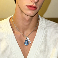 Collier pendentif goutte d'eau en cristal bleu/rose, flacon commémoratif pour graines de moutarde, cendres, cheveux, terre sacrée, parfum, tendance spirituelle